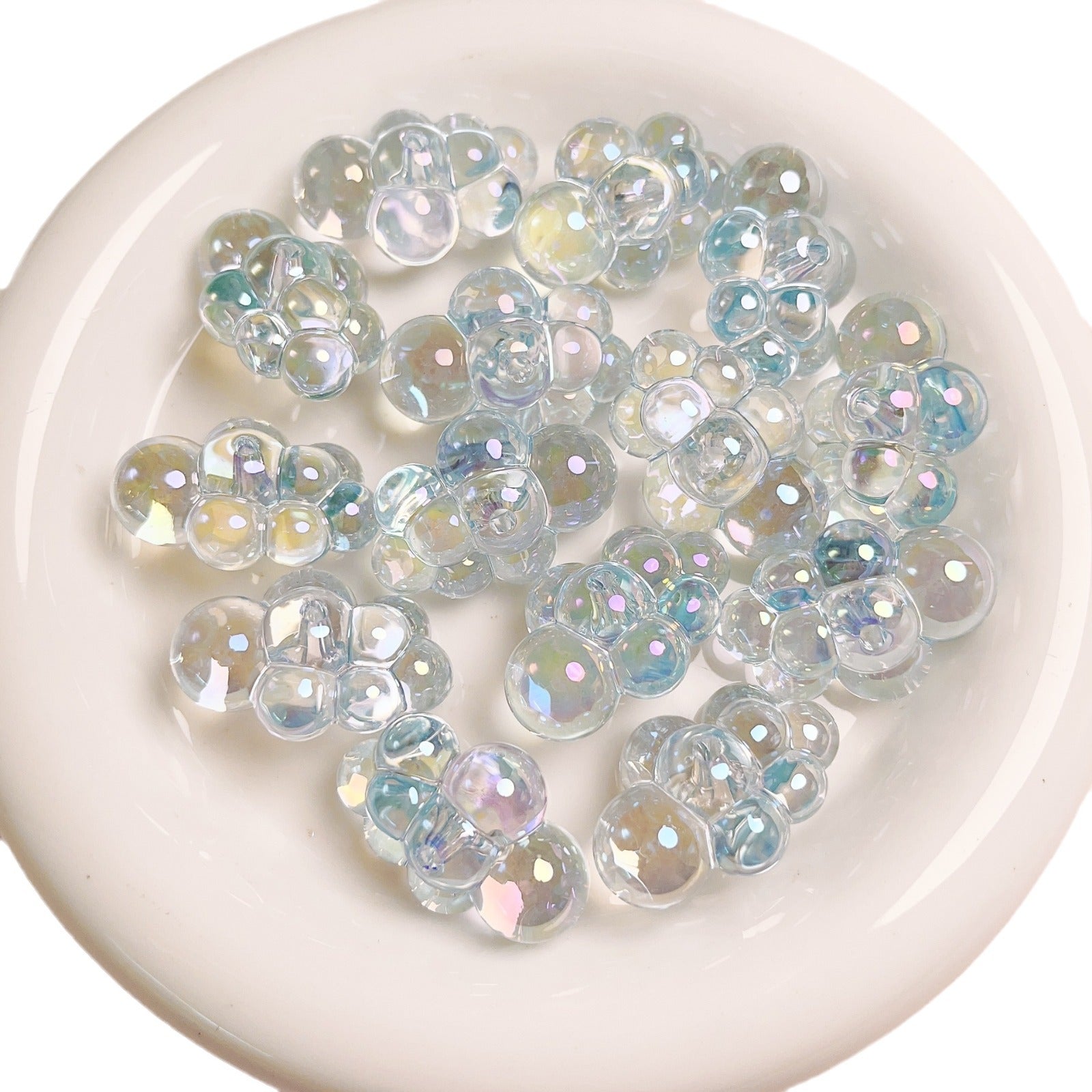 Clear Plated Cloud Acrylic Beads 22x32mm Chubby Pastel Iridescent 10pcs 5
