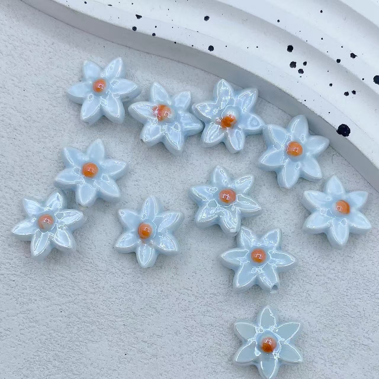 Camellia Ceramic Beads 17mm Glazed Multicolor Flower 10pcs 19