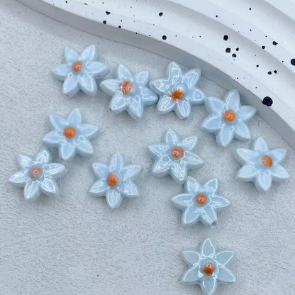 Camellia Ceramic Beads 17mm Glazed Multicolor Flower 10pcs 19