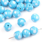 Painted Dots Glass Beads 12mm Colorful Glossy 2pcs 6