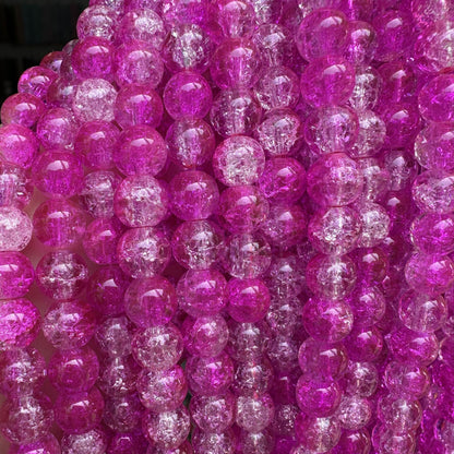 Crackle Glass Beads Round 8mm Dual Color Explosion 10 Strands 20