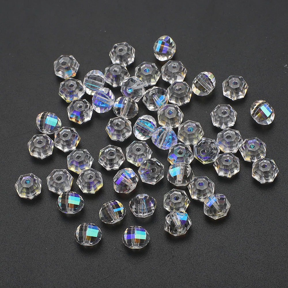 Faceted Glass Beads 8mm Watermelon Electroplated Iridescent 30pcs 17