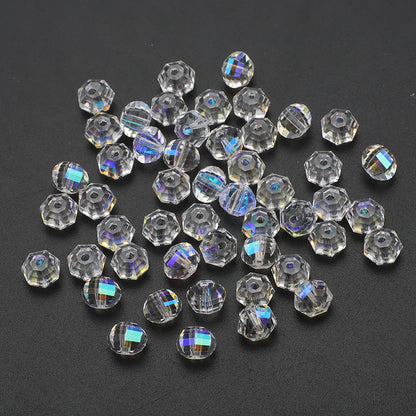 Faceted Glass Beads 8mm Watermelon Electroplated Iridescent 30pcs 17