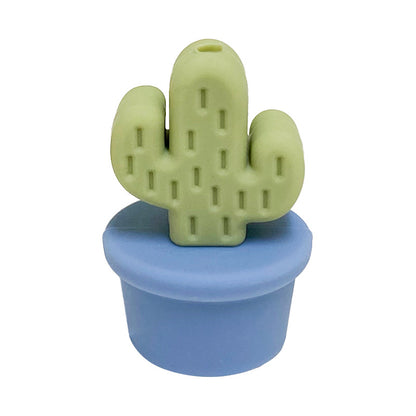 Silicone 3D Focal Beads Flowerpot Cactus Textured Vibrant Pots 20pcs 22