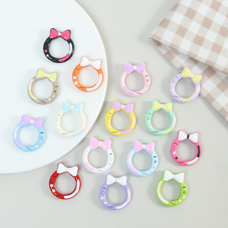 Zinc Alloy Bow Trigger Keyrings 27mm Baking Painted 6pcs 5