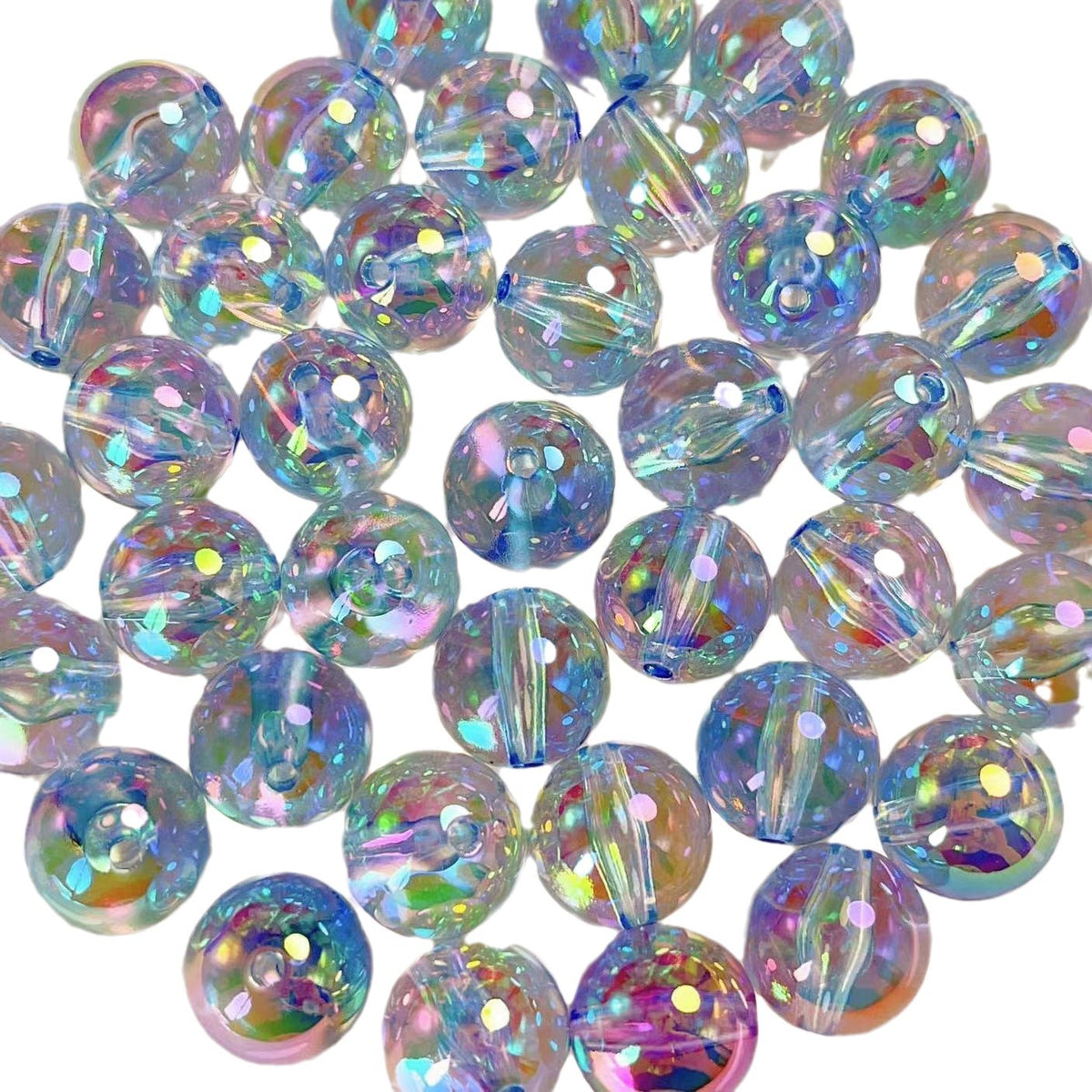 Dazzling Round Acrylic Beads 16mm UV Plating Pastel Colors 100pcs 5