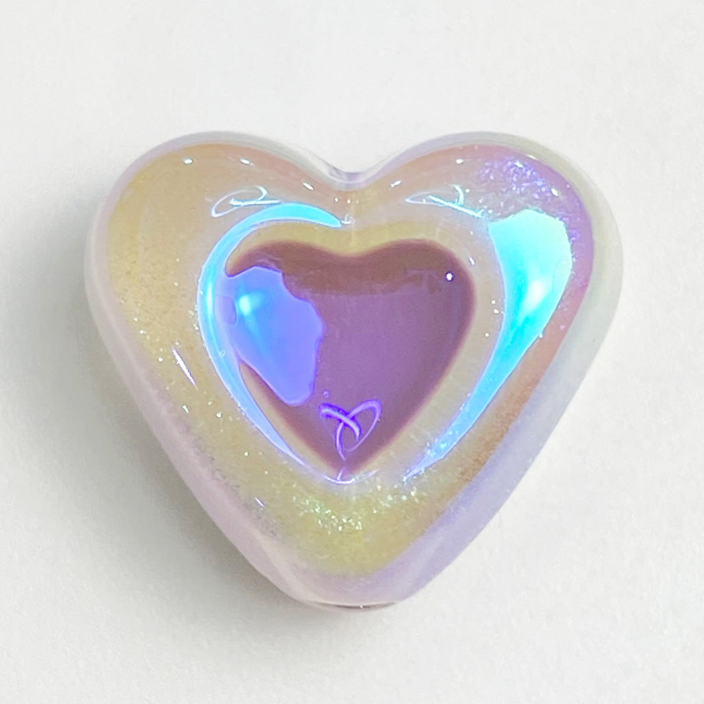 Glow Heart Acrylic Beads 15mm Two-Color Glow In The Dark 50pcs 16
