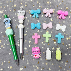 Silicone Focal Beads Cross Matte Speckled Glow in the Dark 20pcs 3