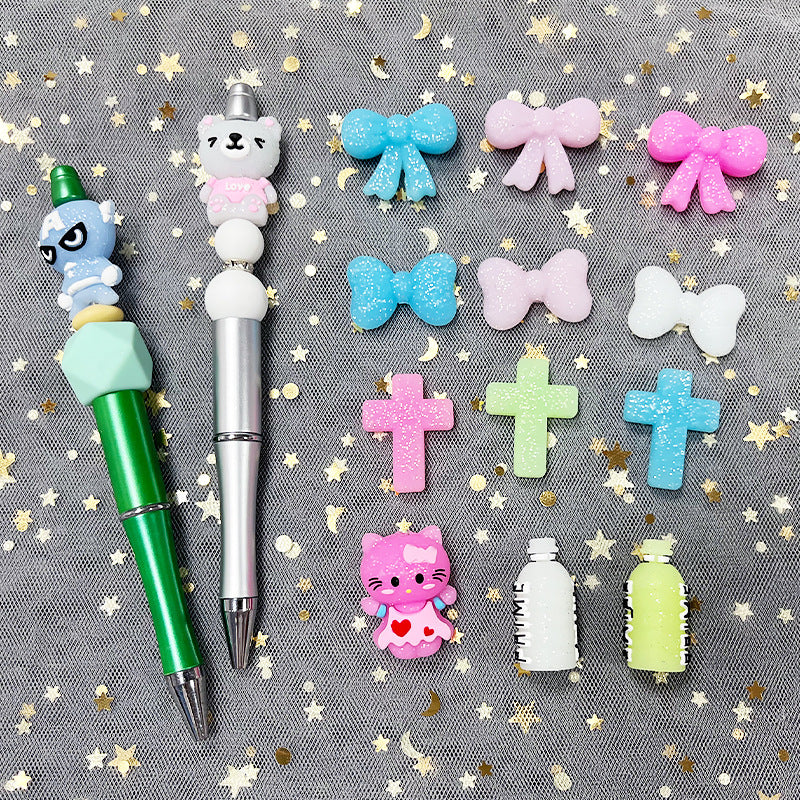 Silicone Focal Beads Cross Matte Speckled Glow in the Dark 20pcs 3