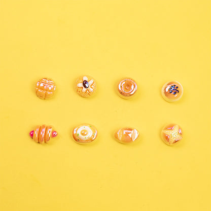 Glossy Bread Resin Beads Round 2.3mm Hole Warm Golden Colors 20pcs 3