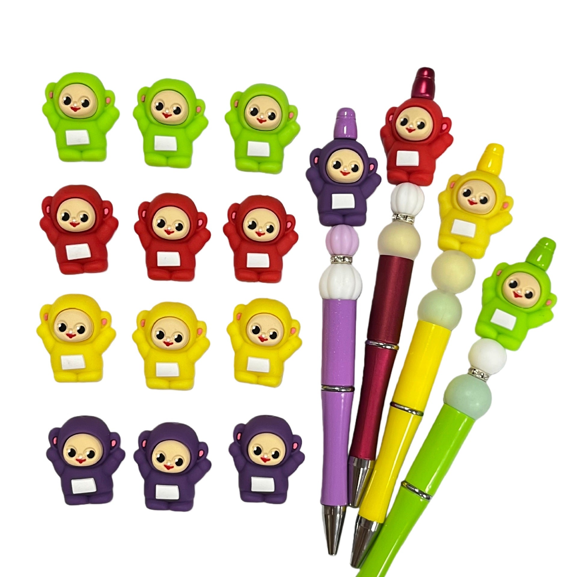 Silicone 3D Focal Beads Cartoon Baby Antenna Smiling Face Raised Antennae 20pcs 5