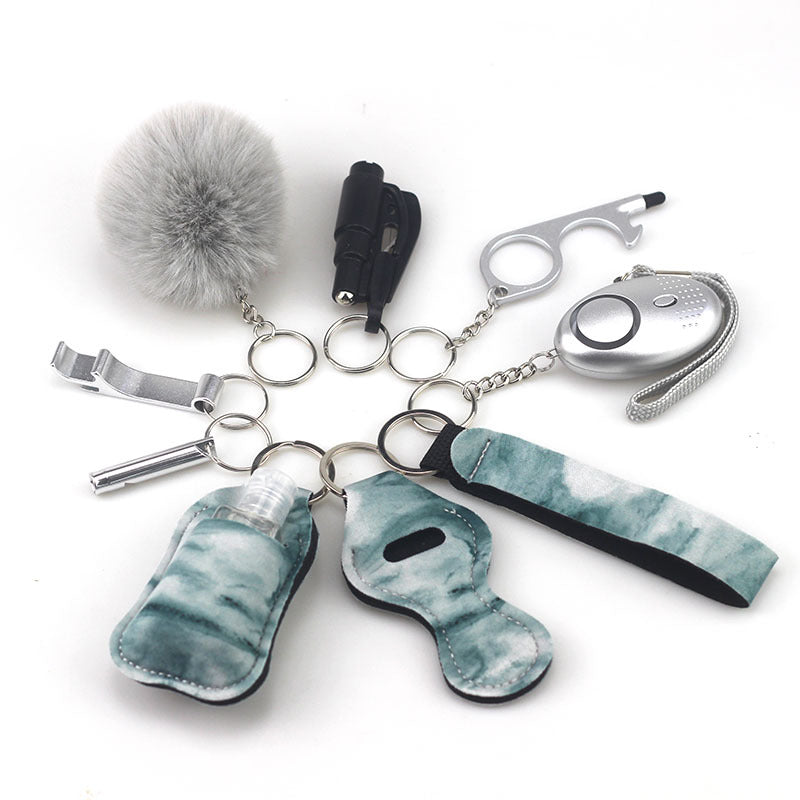 Self Defense Alarm Pompom Keychain Outdoor Safety 10 Pack 5