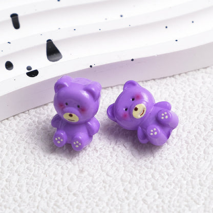 Cartoon Printed Teddy Bear Acrylic Beads 16mm Colorful Mixed 50pcs 8