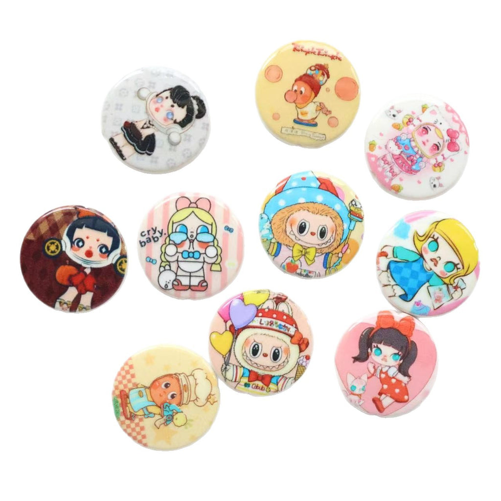 Flat Pop Art Acrylic Beads 25mm Printed Character Design 20pcs 5