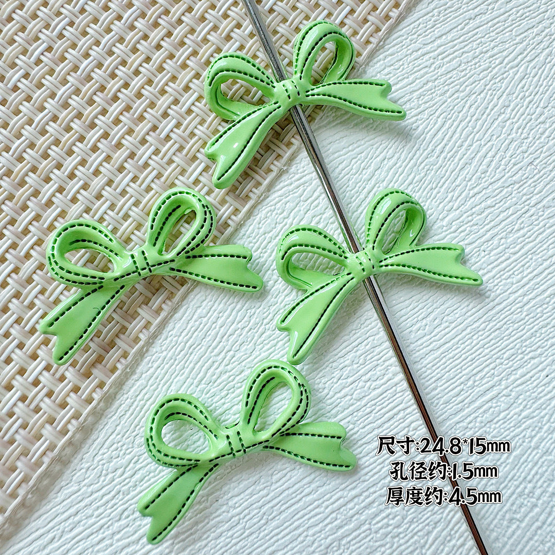 Bow Metal Beads 24mm Painted Lace Pastel Colors 20pcs 9