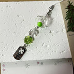 Clear Four-leaf Clover Acrylic Phone Charm with Vintage Key Silver 3pcs 2