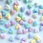Hand Painted Heart Acrylic Beads 20mm Summer Tulip Pastel 100pcs 2