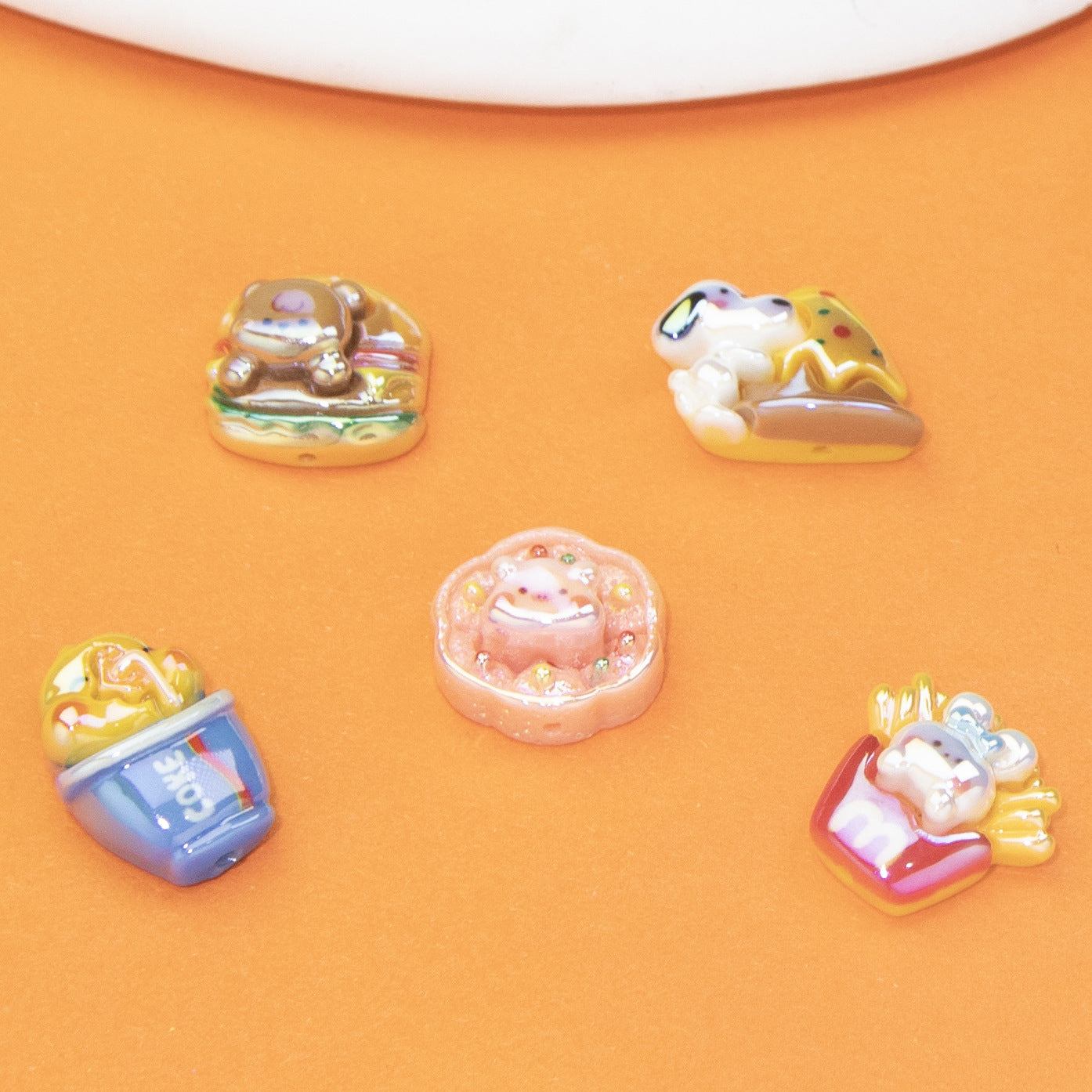 Glossy Plating Animal and Fast Food Resin Beads 20pcs 3