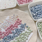Lampwork Glass Beads Irregular Square 6mm Light Pastel Colors 10pcs