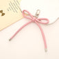 Colorful PU Leather Bow Keychain with Silver Tone Metal 3pcs 4