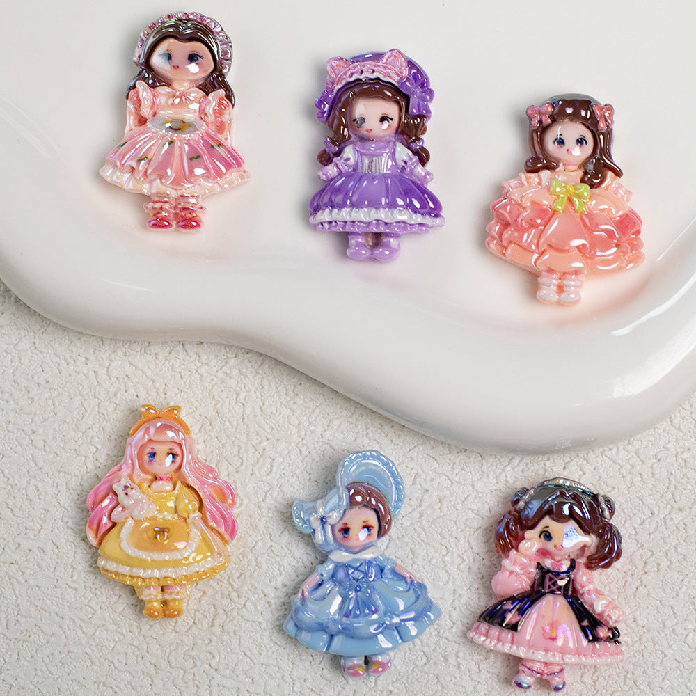 Plating Princess Lolita Series Resin Beads Glossy Pastel Colors 10pcs 3