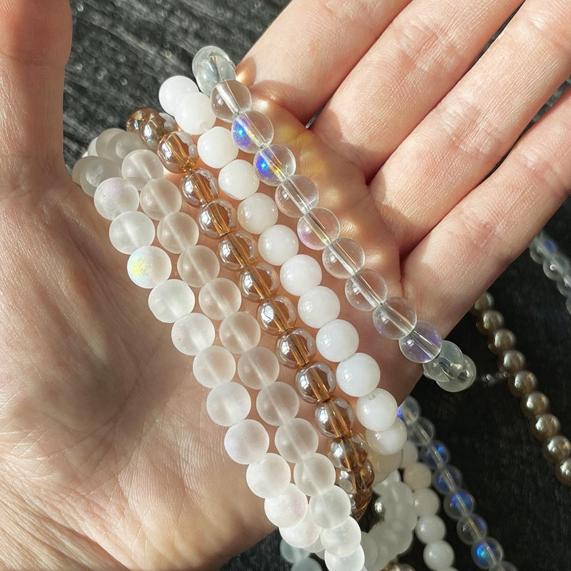 Frosted Glass Beads 4-8mm Soft Matte Glow Translucent Colors 2