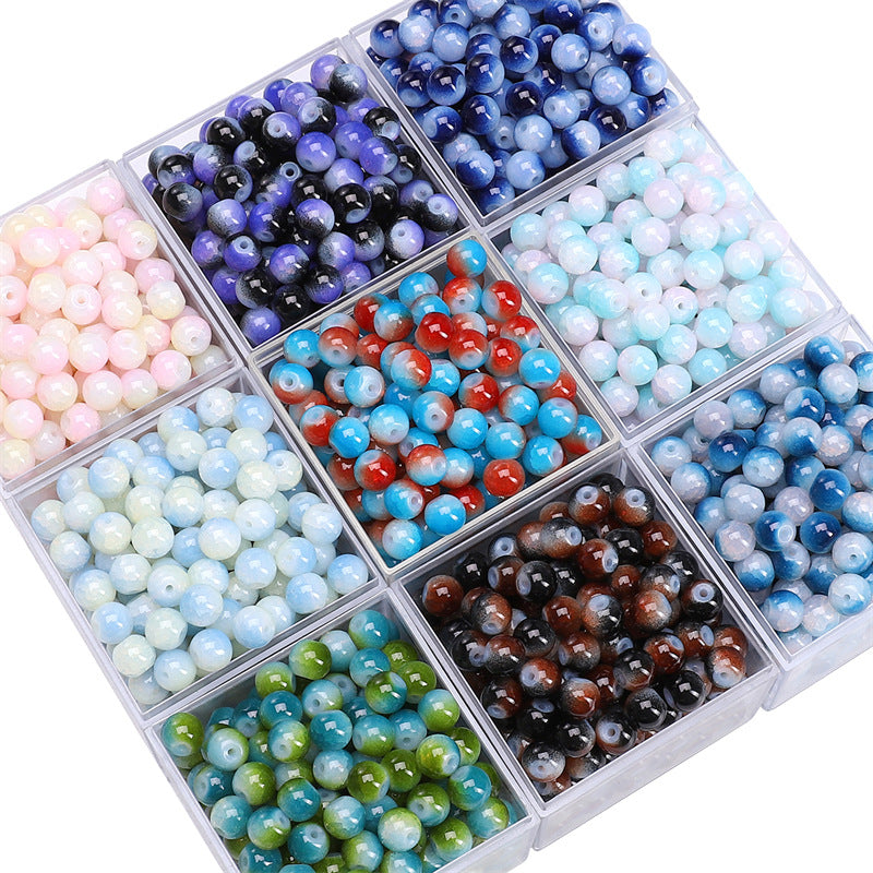 Crackle Round Glass Beads 8mm Multicolor Mixed 30pcs