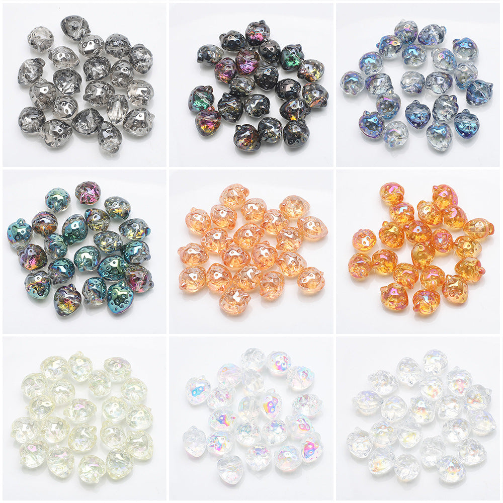 Electroplated Strawberry Glass Beads 13x16mm Iridescent 10pcs 5