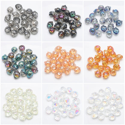 Electroplated Strawberry Glass Beads 13x16mm Iridescent 10pcs 5