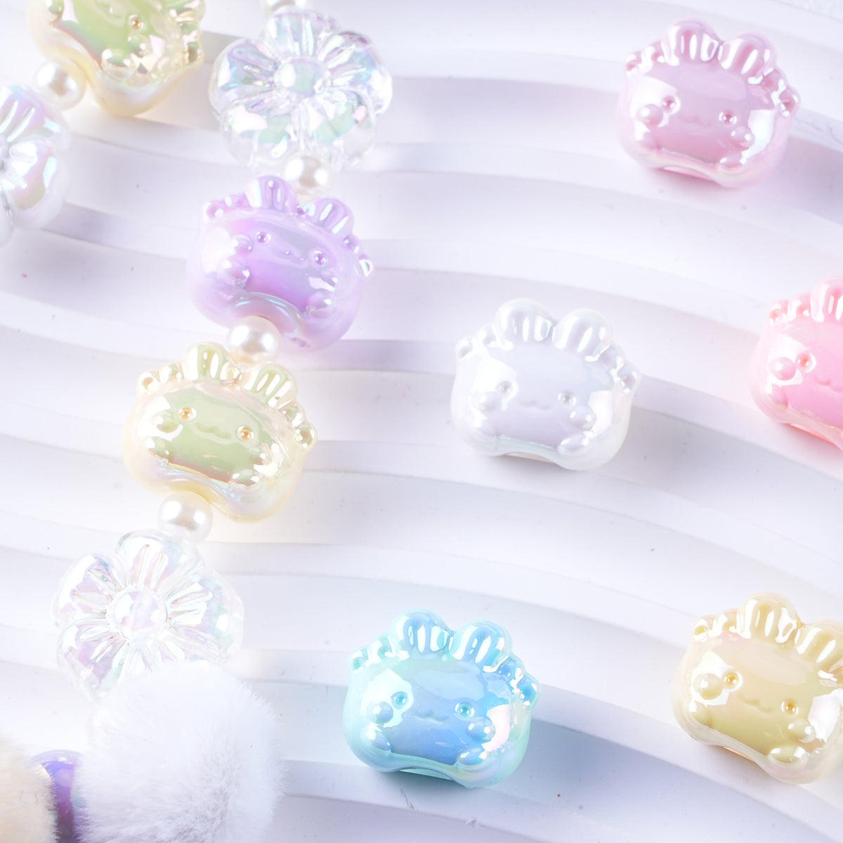 Plated Small Rabbit Acrylic Beads 17mm UV Iridescent Finish 50pcs 5