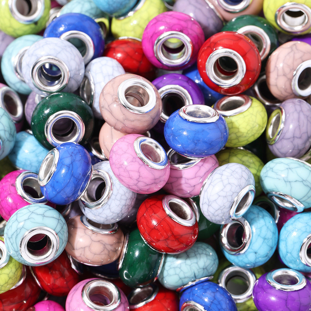 Resin Round Spacer Beads 14mm Imitation Turquoise Pattern 100pcs 2