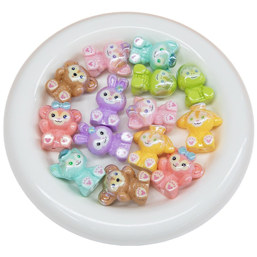Plating 3D Animal Resin Beads Charming Glossy Disney Series 10pcs 5