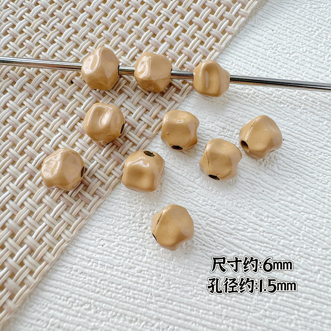 Heart Stone Metal Beads 6mm 9mm Glossy Painted Pastel Colors 50pcs 23