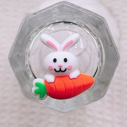 Silicone 3D Focal Beads Easter Little Yellow Chicken Bunny Holding Carrot 20pcs 7