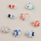 Hand Painted Fish Ceramic Beads Tropical Colorful 5pcs 3