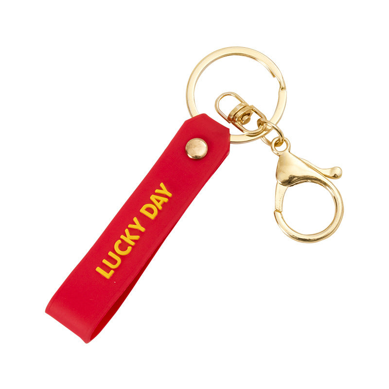 PVC Letter Wristlet Keychain Soft Rubber LUCKY DAY Print 5