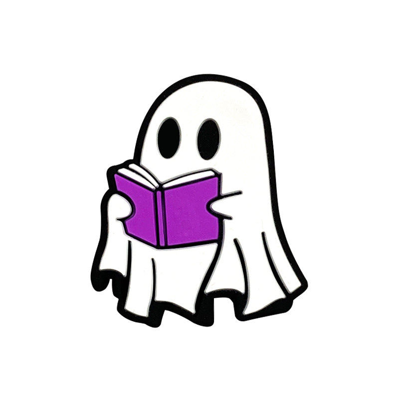 Silicone Focal Beads Halloween White Ghost Reading Book 20pcs 7
