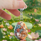 Easter Rabbit Keychain Acrylic Printed Garden Design 2pcs 6cm 4