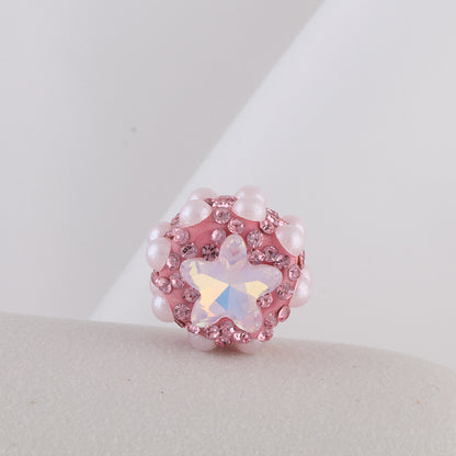 Embellished Star Clay Beads 18mm Pearl Rhinestone Bubblegum 10pcs 7
