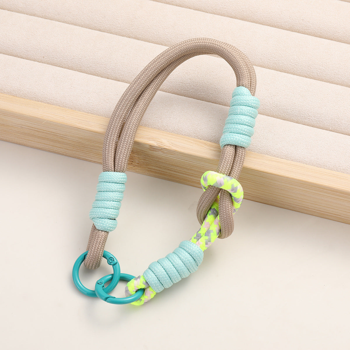 Patterned Macrame Dual Ring Phone Charm Polyester 33cm 2pcs 11