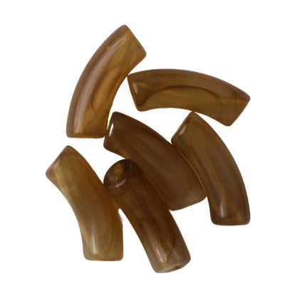 Halo Elbow Tube Acrylic Beads 36mm Glossy Curved Mixed Colors 50pcs 18