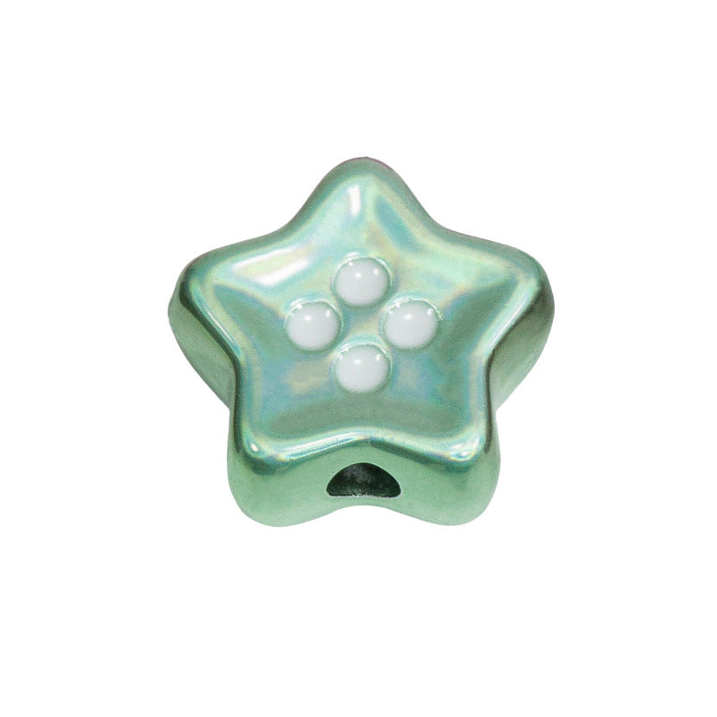 Plating Star and Heart Button Acrylic Beads 11mm Assorted Colors 50pcs 22