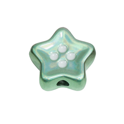 Plating Star and Heart Button Acrylic Beads 11mm Assorted Colors 50pcs 22
