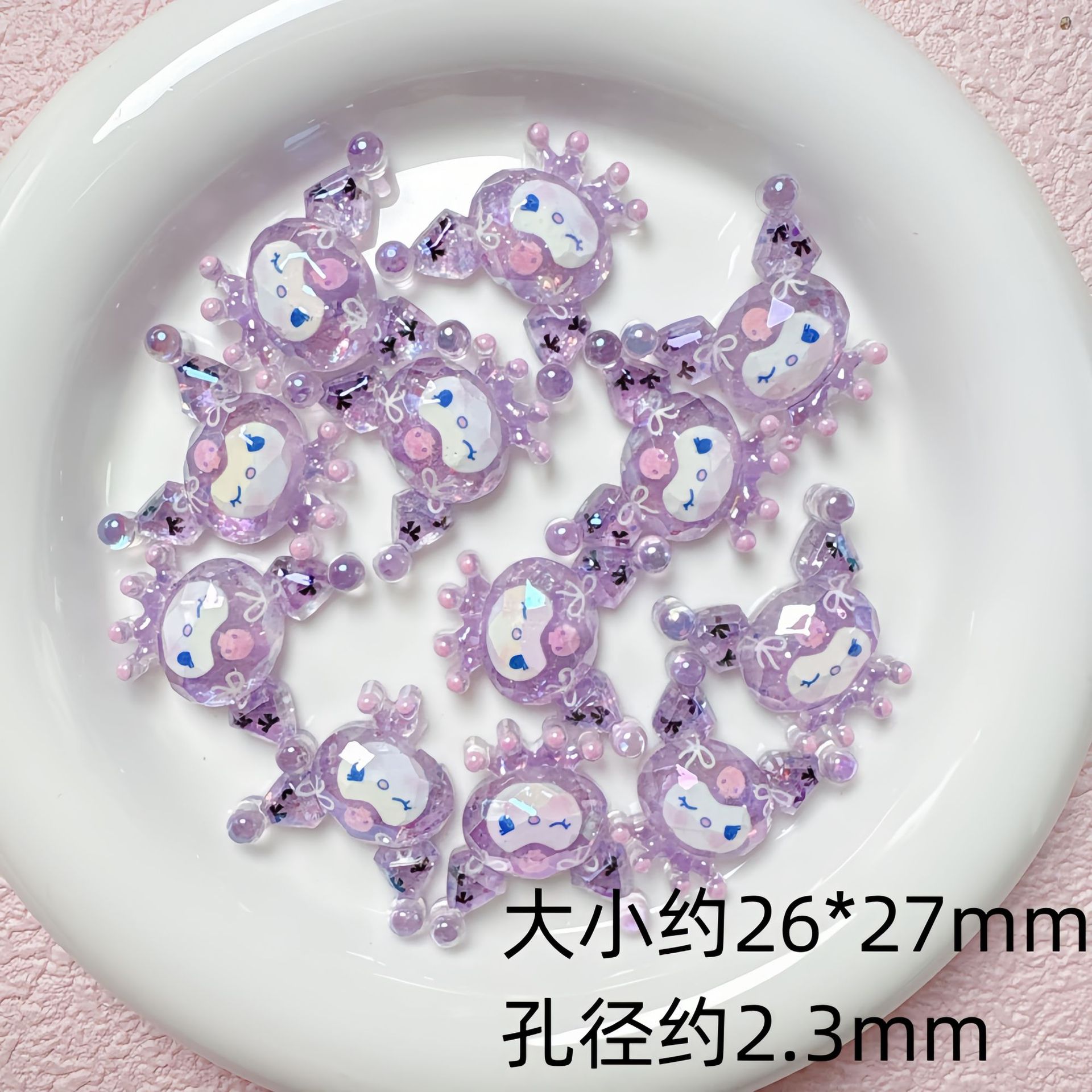 Iridescent Resin Beads Sanri Figures 5pcs Mixed Characters 2