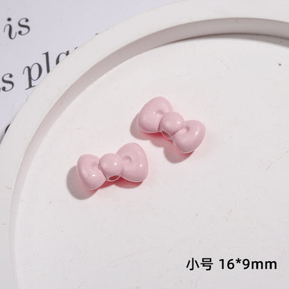 Painted Mini Bow Acrylic Beads 13mm Glossy Mixed Colors 50pcs 18