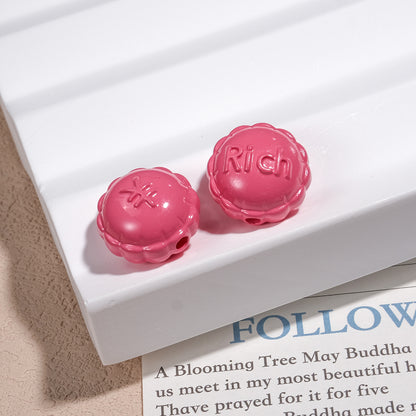 Word Rich Round Acrylic Beads 15mm Glossy Scalloped Edge 50pcs 18
