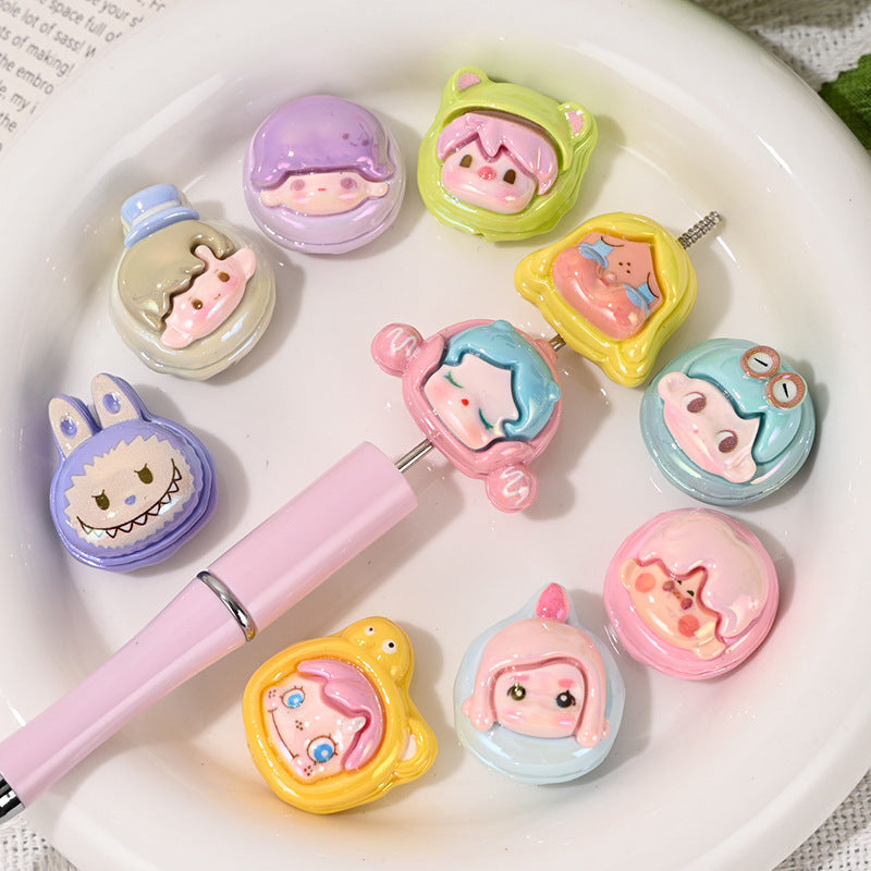 Cute Beans Resin Beads Glossy Pastel Colors 10pcs