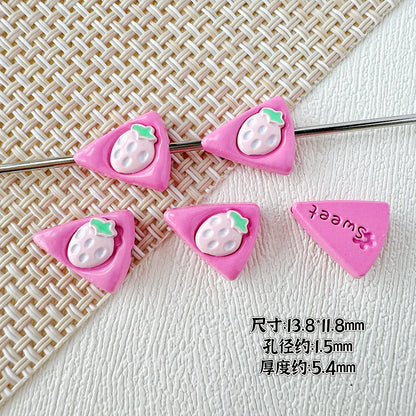 Baking Painted Duck and Strawberry Cake Metal Beads 13/10mm 20pcs 11