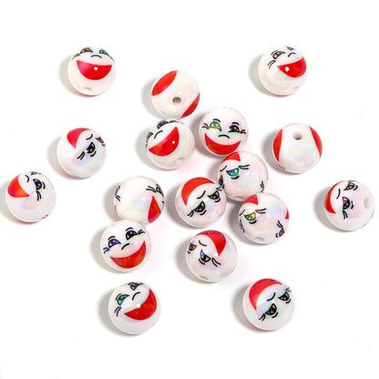 Plating Round Acrylic Beads 16mm Joker Smiley Face Glossy 50pcs 8