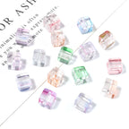 Transparent Square Glass Beads 7mm Pastel Mixed Colors 100pcs 2
